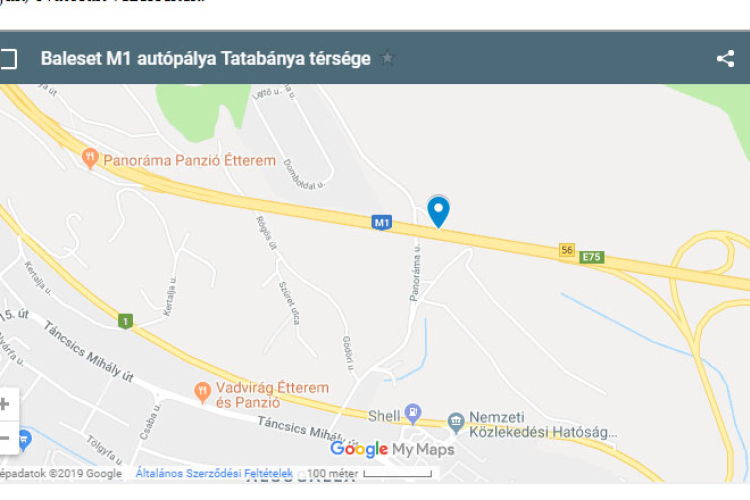 BALESET AZ M1-ES AUTÓPÁLYÁN TATABÁNYA TÉRSÉGÉBEN